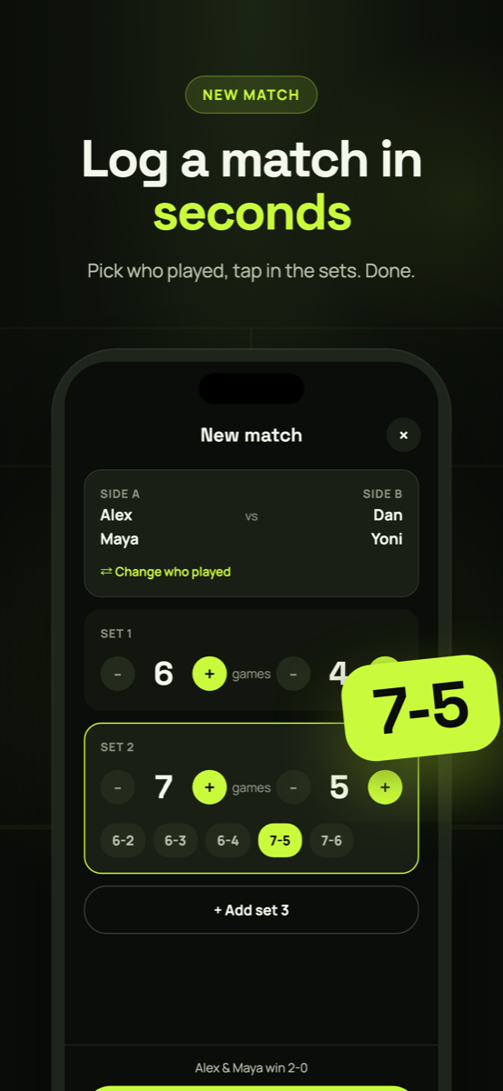 Logging a new match